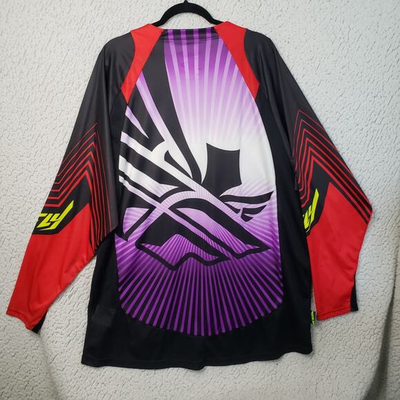 FLY Racing FlyLite Jersey Mens 2XL Purple Black Red Moto MX BMX Graphic - Picture 2 of 9